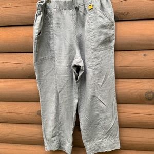 Ellen Tracy 100% Linen Lounge Casual Cropped Pants Women's Size Small